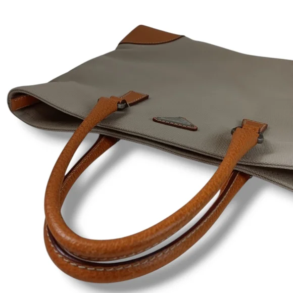 Prada Cinghiale Trimmed Y2K Cream Tan Orange Structured Vintage Canapa Tote Bag - Picture 10 of 14